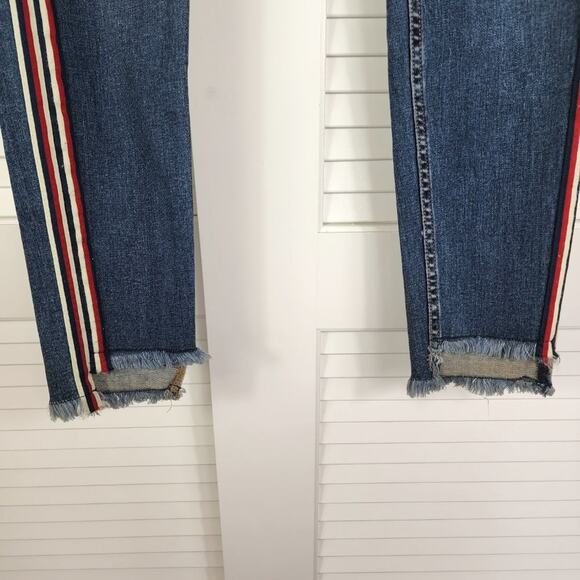 Vigoss Skinny Jeans Women 30X27 Jagger Striped Fray Hem High Rise Stretch Denim - Picture 6 of 14